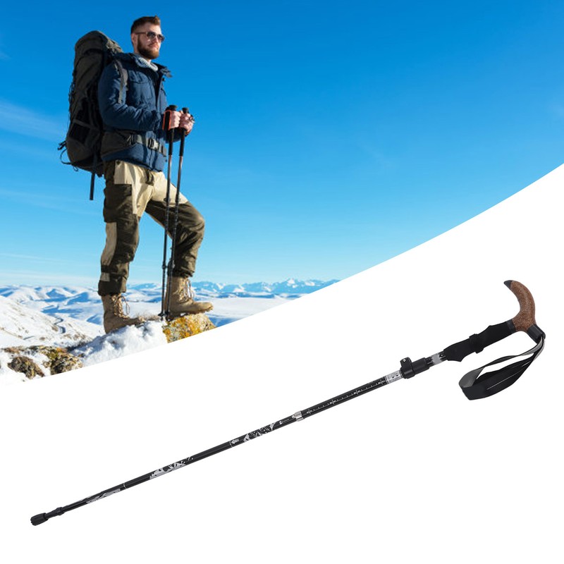 Trekking Pole Hiking Walking Stick 5 Fold Curved Handle Ultra