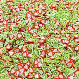 FAKE Strawberry Kiwi Fruit Polymer Clay Sprinkle Mix (NOT EDIBLE) D10-11 - Weight: 50g