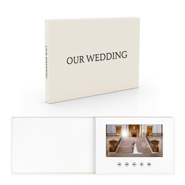 OUR WEDDING - Black Foil Luxury Linen Bound Video Book Album With 7" IPS Display, 4GB Memory & Rechargeable Battery (Up to 3 Hours)