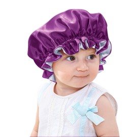 sent hair Baby Satin Bonnet Sleeping Cap Adjustable Kids Sleep Bonnet with Drawstring Double Layer Night Hair Caps for 0-3 Years Old Kids,Child,Baby,Toddler(Purple/Blue)