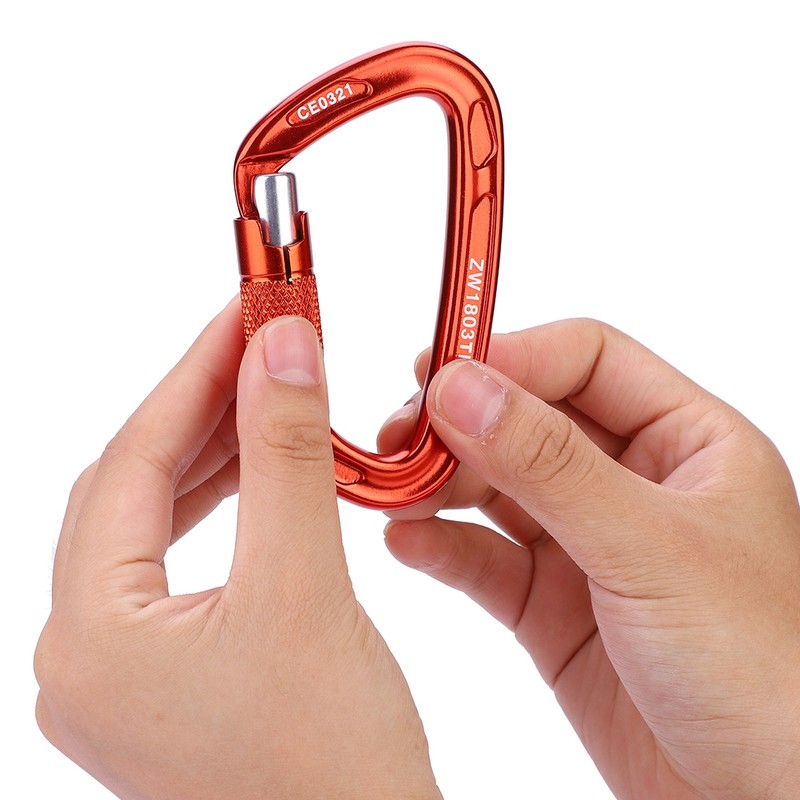 25KN Safety Lock D Buckle Outdoor Rock Climbing Rescue Carabiner