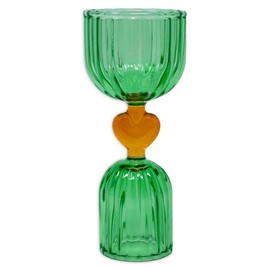 ban.do Cocktail Measuring Jigger, Double Jigger Shot Glass, 1/2 and 1 Shot Measuring Cup, Green Glass Bar Tool (Tipsy Turvy Green)
