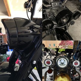 HDBUBALUS 7 Inch Visor Headlight Trim Ring Head Lamp Decorate Ring Fit for Harley Touring Street Glide Road King Electra Glide Black 1 Pcs