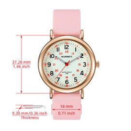 HEUREMATE 5ATM Waterproof Simple Unisex Analog Watch, Medical Professional Nurse Watch with Luminous Easy-Read Dial, Military Time, 24-Hour Second Hand, Silicone Band for Students, Fashion Women Men