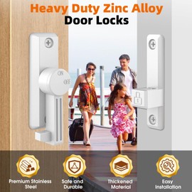 Barn Door Latch, 90/180 Degree Door Latch, Zinc Sliding Door Latch, Door Security Hardware for Bathrooms, Garages, Bedrooms, Fences, Cabinets (White-2)