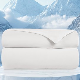 Topcee Cooling Comforter Twin Size (60"x90")-Cooling Blanket Everlasting Cold Touch for Hot Sleepers-Q-max>0.45 Double-Sided Lightweight Design Summer Ice Blanket for Night Sweats-White