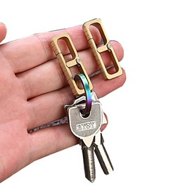 KUNSON Creative Design Mini Brass Locating Groove Keychain, Beautiful Simple EDC Keychain Hanging Ring Portable Quick Hook Practical Handicrafts