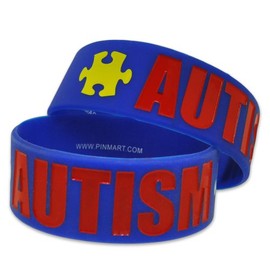PinMart Autism Awareness Puzzle Piece Wide Rubber Silicone Bracelet – 1 Piece