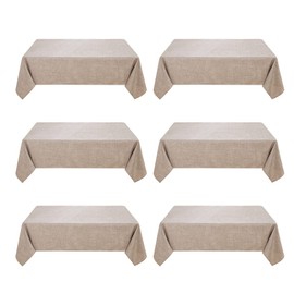 Fitable Nature Faux Linen Tablecloths Rectangle 60 x 84 Inch - 6 Pack Neutral Table Clothes for 4 Foot Tables, Wrinkle-Proof Faux Burlap Table Covers for Dining, Farmhouse, Outdoor Picnic, Camping