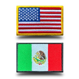 Antrix 2 Pieces Tactical American Flag Patch and Mexico Flag Patch Hook and Loop Embroidery Patches for Team Clothes Jackets Jeans Backpack Hat Vest Military-3.15x2 inch
