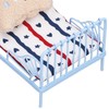 1:12 Miniature Bed Metal Structure Cute Pattern Sponge Cloth Mattress