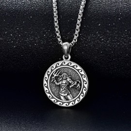 MEIDERBO Trident Necklace for Men S925 Sterling Silver Poseidon Pendant Necklace Trident Greek Pendant Jewelry Gifts