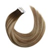 Moresoo Tape-In Extensions, Real Hair, Balayage Brown Blonde, Real Hair