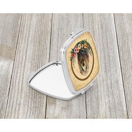 Caroline's Treasures Komondor and Flowers Compact Mirror Decorative Travel Makeup Mirror for Women Girls Gifts Pocket Makeup Mirror Folding Handheld