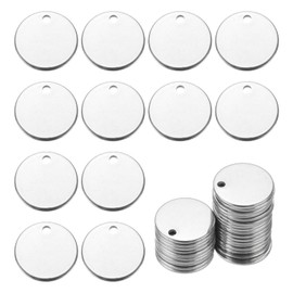 sourcing map 50Pcs Stainless Steel Blank Stamping Tag Engraved Stainless Steel Round Charm Pendant with Holes 12mm/0.47" for Pendant Bracelet Necklace Jewelry Making Earring