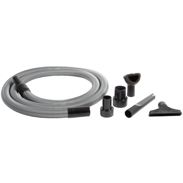Cen-Tec Systems Premium Attachment 2 Tank adapters and 1.25" Diameter End Shop Vacuum Extension Hose and Kit, 10 Ft, Silver