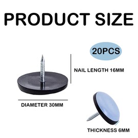 NIYATA 20 PCS 30mm Furniture Sliders, Heavy Furniture Sliders with Nail,Easy Glide Furniture Sliders,Nail on Furniture Chair Glider Pads Furniture Glides for Moving,Furniture Sliders for Carpet