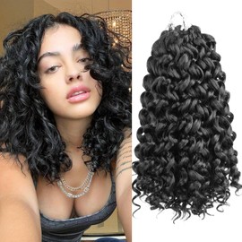 Gogo Curl Ocean Wave Crochet Braids Hair Extensions Natural Black Color Short Curly Hair For Women(1#, 14)