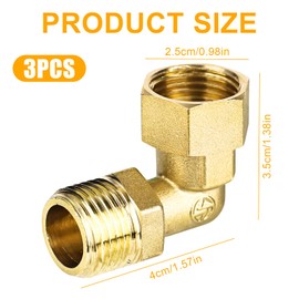 3 Stück Messing Beweglich Verschraubung 1/2 Zoll, 90° Winkelverschraubung, 1/2" AG X 1/2" IG, mit Dichtung, für Trinkwasser Geeignet, Zentralheizungssysteme, Wasserschlauch Zubehör