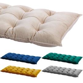 Drydiet Bench Cushion for Indoor Furniture 42x16 in Velvet Thicken Indoor Window Seat Cushion, Soft Piano Sofa, Entryway Storage, Bay Window Tufted Patio Porch Swing Bench Pad Memory Foam(Ivory)