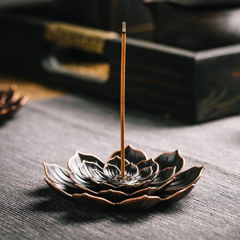GARMOLY Brass Lotus Incense Holder, Incense Sticks Burner, Incense Ash