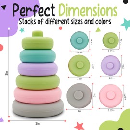 PANDAPLAY Stacking Toys, Teething Toys, Silicone Soft Building Blocks, Promote Developmental Skills, Early Education for Babies and Toddler 6months+