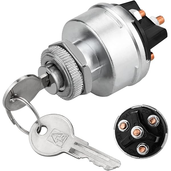 Ignition Switch with Key, 4 Position Universal Key Ignition Switch