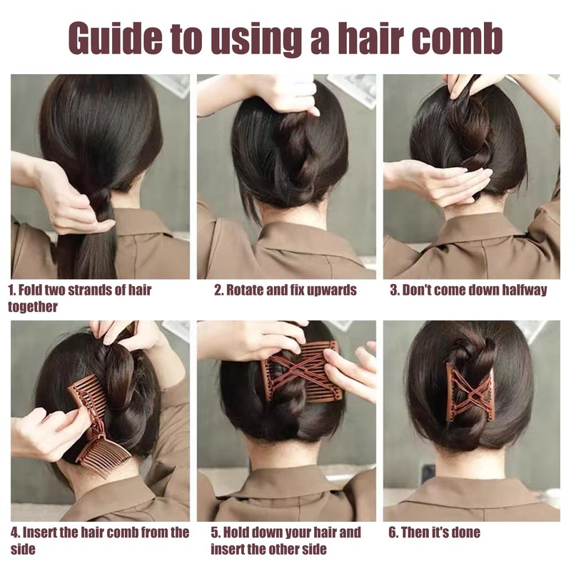 2 Pcs Plastic Double Hair Combs Elastic Magic Hair Clip