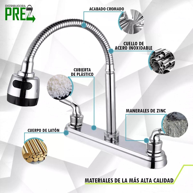 Prez Grifo Mezcladora Fregador Llave Inoxidable Flexible Sp-80094