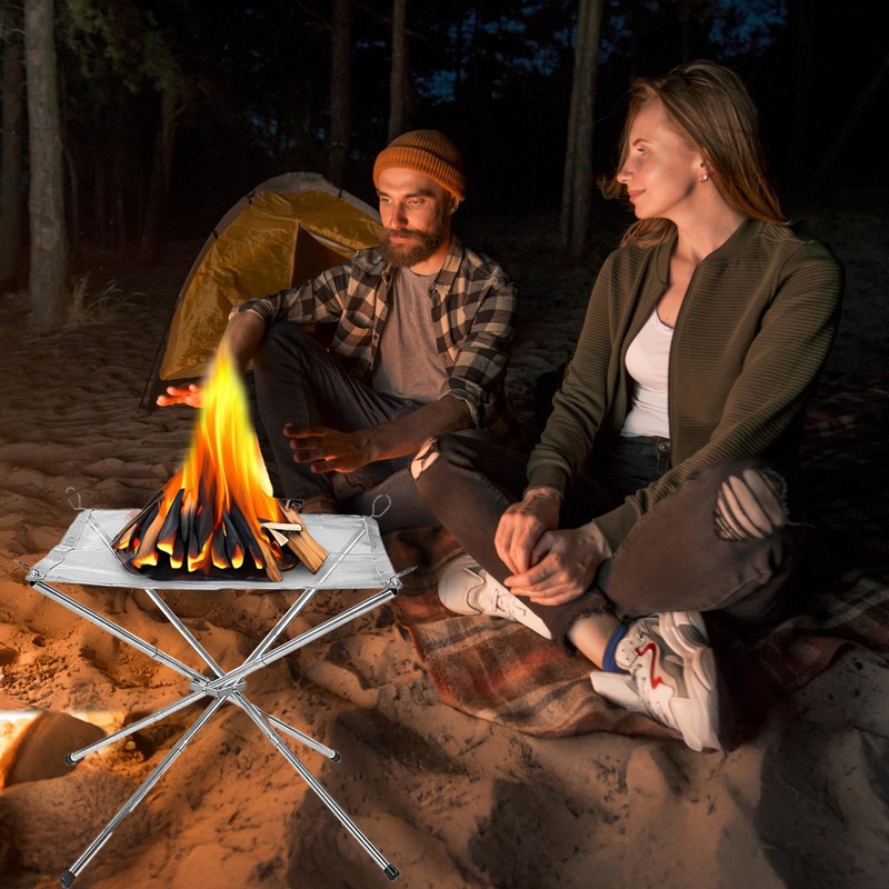 Portable Fire Pit for Camping, Outdoor Foldable Firepit Fireplace with