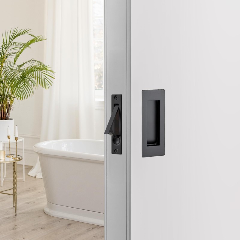 JOY DECOR Black Pocket Door Hardware Set, 2 Pcs 4.72