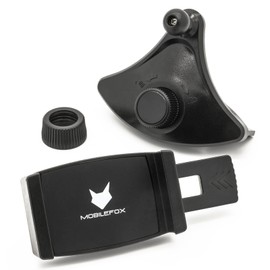 Mobilefox 360° Rotation CD Slot Car Phone Holder with flexible Cradle clamping jaws for Smartphone black - Mount