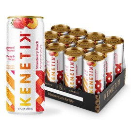 KENETIK Nootropic Ketone Drink, Ketones for Energy & Focus, Caffeine & Sugar Free, High Performance D-BHB Ketone Mix, Fuel w/Zero Crash or Jitters, Ready to Drink - Strawberry Peach 12 Pk