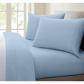 Femini Fashion King - 78" x 80" Size Cotton Microfiber Bed Sheets Luxury 1800 Thread Count Brushed Microfiber Sheet Set Super Soft & Silky Feel 18 Inch Deep Pocket - King, Light Blue