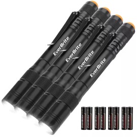 EverBrite 4PCS LED Pocket Pen Light Flashlight Aluminum Flashlight 8 AAA Battery