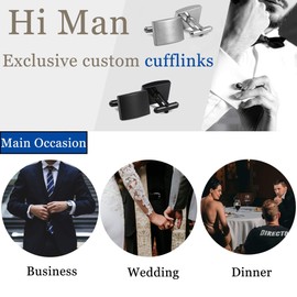 FIBO STEEL Stainless Steel Classic Cufflinks for Men Wedding Business Mens Father's Day Dad Birthday Gifts White