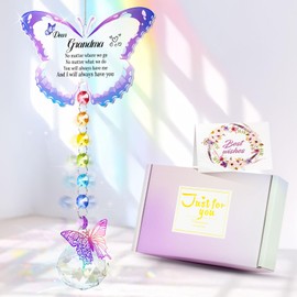 YIBONIKA Grandma Birthday Gifts, Butterfly Crystal Suncatcher Unique Gifts with Card and Box, Grandma Birthday Mothers Day Christmas Presents from Grandchildren