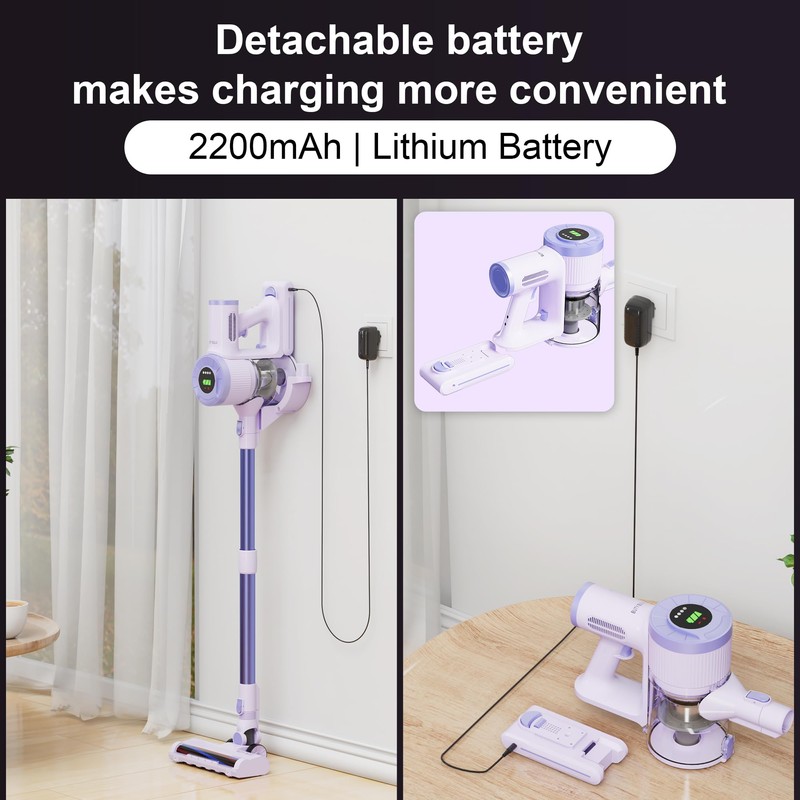 BUTY BULU Cordless Stick Vacuum Cleaner, 30KPa Handheld 2200mAh Rechargeable