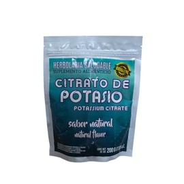 Citrato de Potasio, Suplemento Alimenticio Natural en Polvo, 200g, Sabor Natural