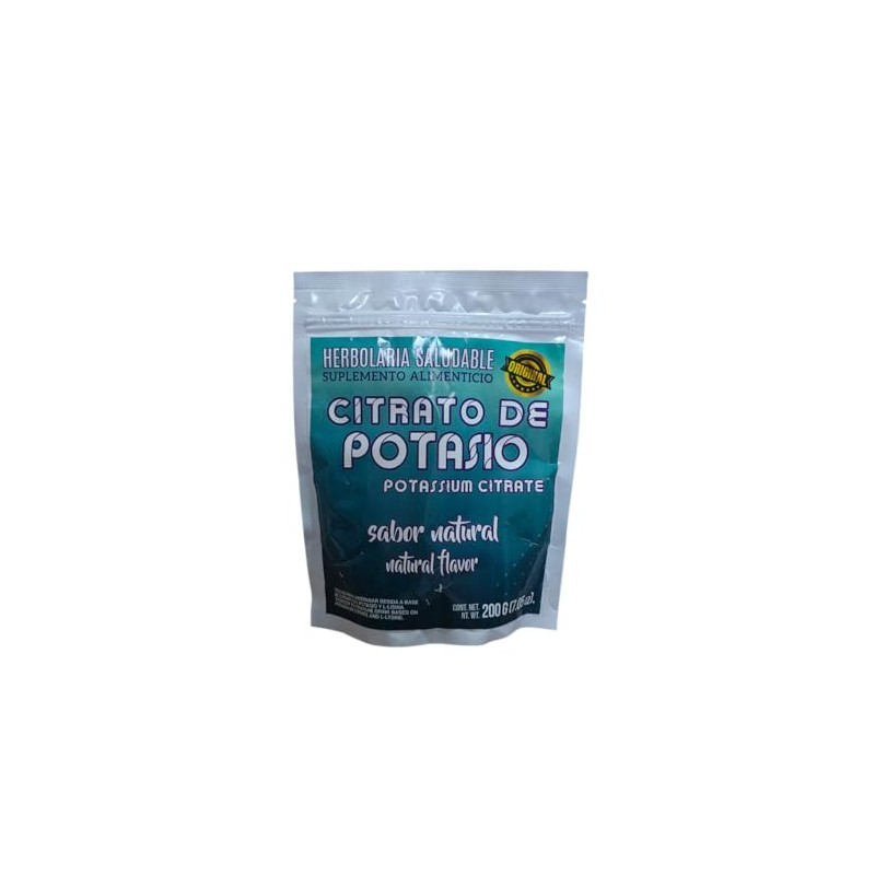 Citrato de Potasio, Suplemento Alimenticio Natural en Polvo, 200g, Sabor