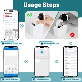 AiQInu Label Printer, Portable Mini Labelling Device, USB Charging Label Printer with 1 Roll of Label, Label Maker for Home, Office, Date, Name, Compatible, iOS & Android, School, White