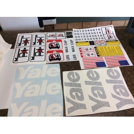 Yale Forklift Decals Black and white, complete with safety decal kit