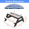 Kids 3-in-1 Sand & Water Table, Wood Outdoor Convertible Picnic