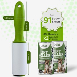 LntSob Pack of 3 Lint Rollers-91 Sheets Sticky Lint Roller for Clothes with Replacement Head, Lint Remover Roller Ideal for All Fabrics, 27cm x 11cm x 5cm, Effective on Dust, Dirt, Fluff, Hair, Debris