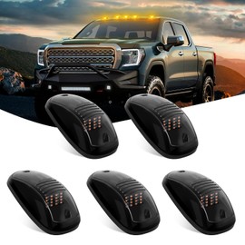 Nilight Cab Roof Marker Light 5 PCS 16 LED Smoked Lens Amber Top Clearance Light Kit Waterproof Surface Mount for Ford Dodge Ram SUV POV Pickup Trucks