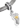 Baby Feet Dangle 925 Sterling Silver Charm Heart & Love