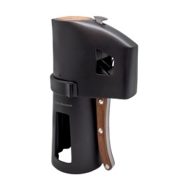 VB VIN BOUQUET FID 1486 Black Champagne Corkscrew with Wooden Handle, Effortless Bottle Opening, Safe and Easy to Use