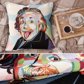 Cushion Cover Decorative Cushion Sofa Cushion Cover Tapestry Motif Albert Einstein 45 x 45 cm without Filling