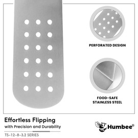 Humbee 9" x 3" Perforated Rounded Edge Turner, Dishwasher Safe NSF, Shovel Brown