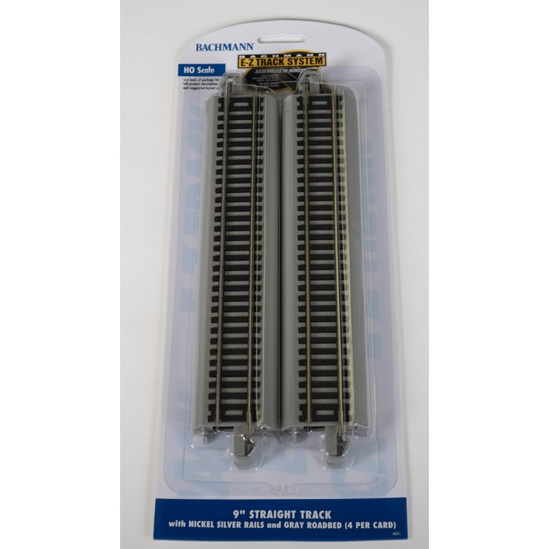 Bachmann Trains - Snap-Fit E-Z Track 9” Straight Track (4/card)